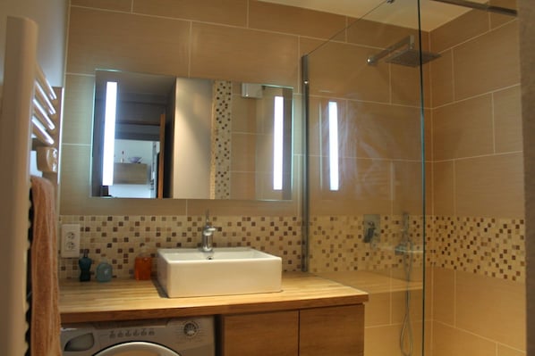 Shower, hair dryer, towels - 3-room flat, Saint-Louis district, views of the potager de Roi vegetable garden (Versailles)