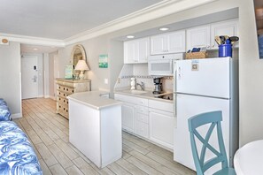 Fridge, microwave, stovetop, coffee/tea maker - Oceanfront Retreat- Poolside View- Budget Friendly (Daytona Beach)