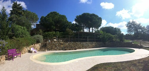 Tuscan Stone Farmhouse for 16 guests, amazing view, vineyards and olive trees