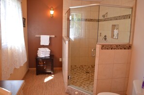 Combinazione doccia/vasca, asciugacapelli, asciugamani, sapone