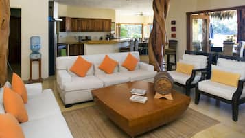 Smart TV, fireplace, stereo, printers