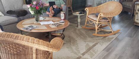 TV, DVD player, books, printers