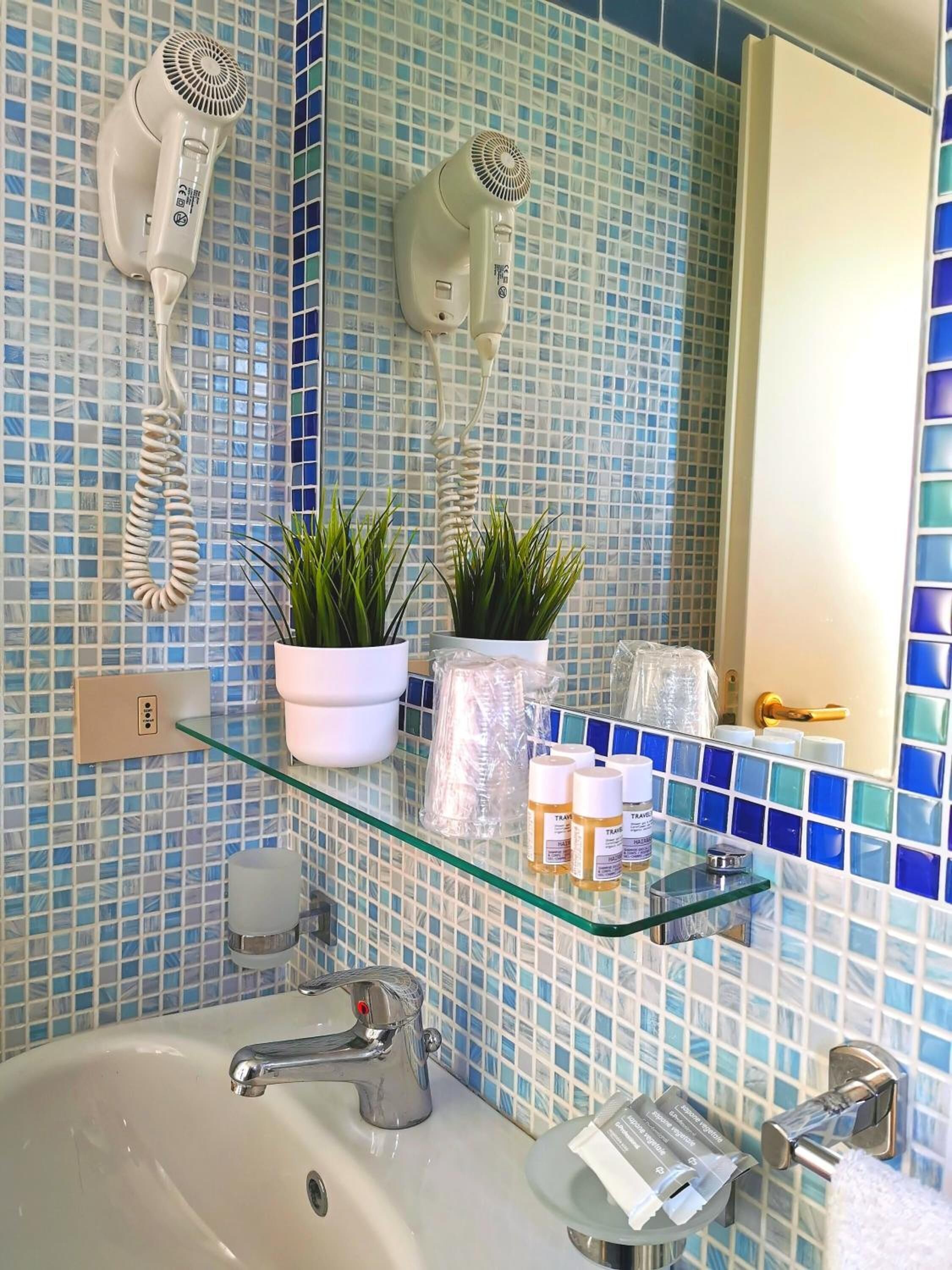 shower, free toiletries, hair dryer, bidet