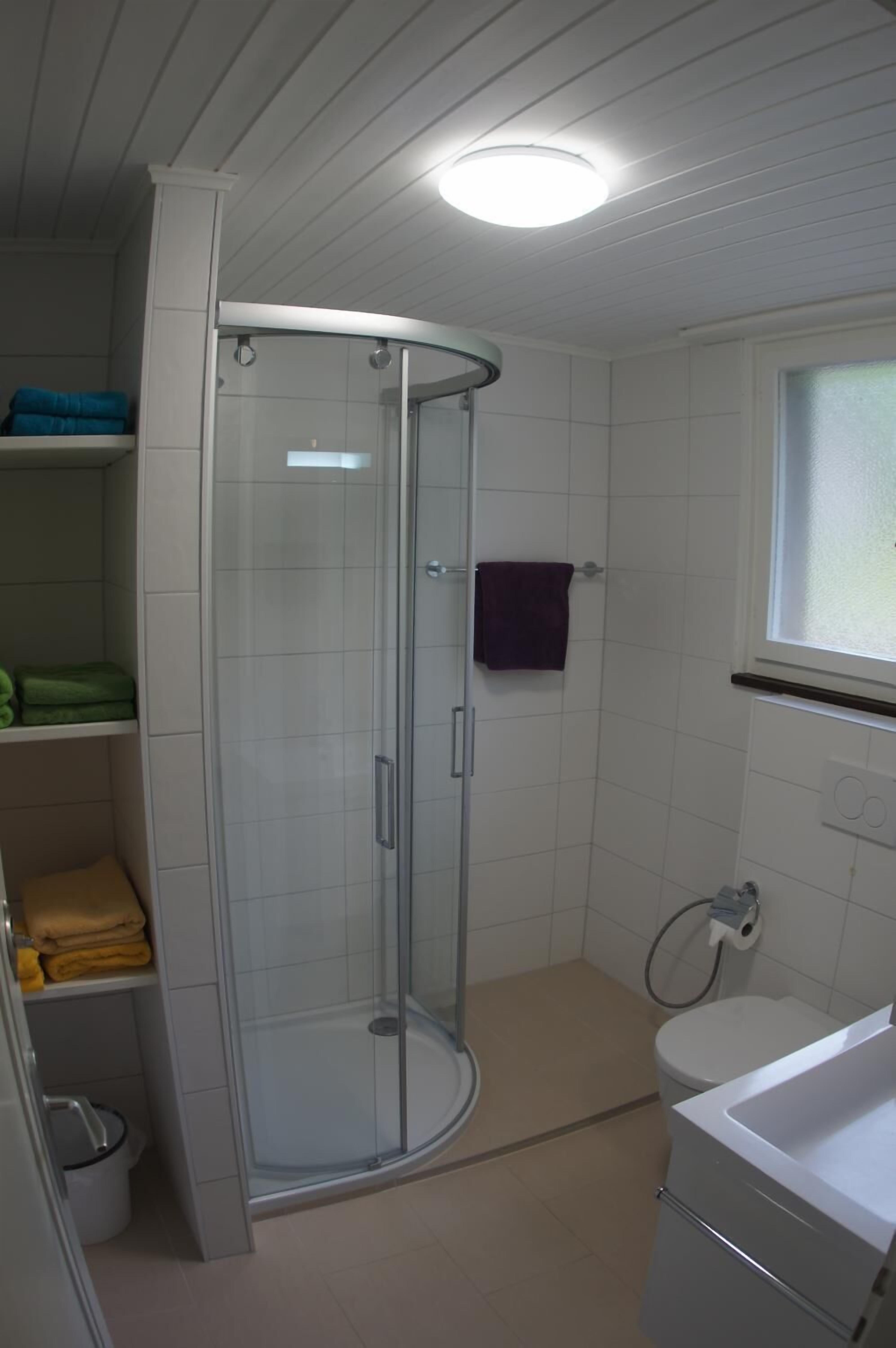 Dusche, Regendusche, Haartrockner, Handtücher