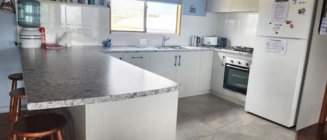 Fridge, microwave, oven