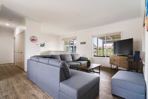 TV, DVD player, books, music library