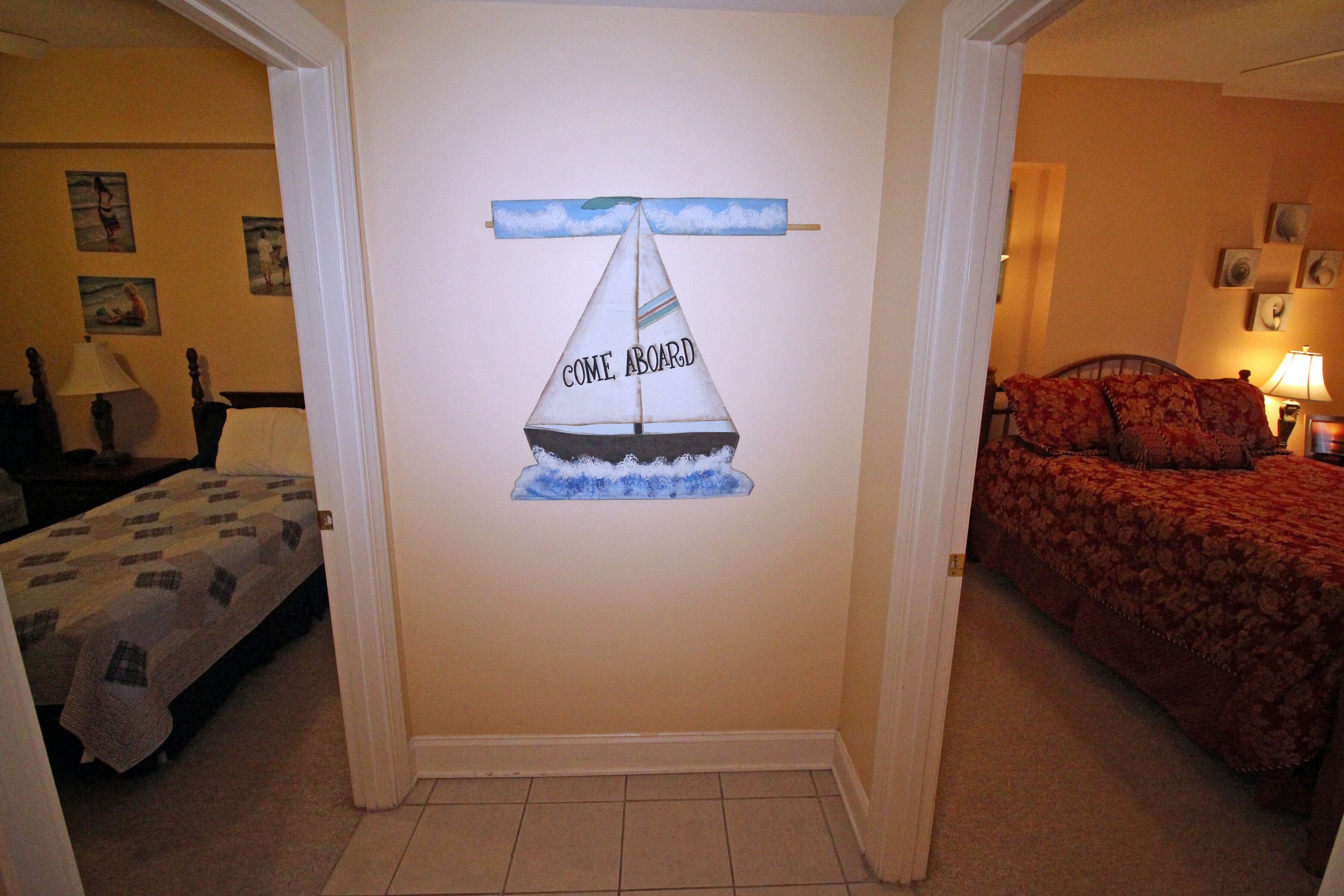 Twin room on left is across from Queen room.