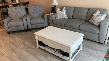 Smart TV, DVD player, books, video library