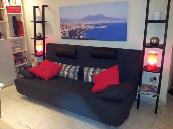 Smart TV, DVD player, books, music library