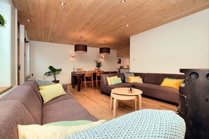 Smart TV, fireplace, DVD player, books
