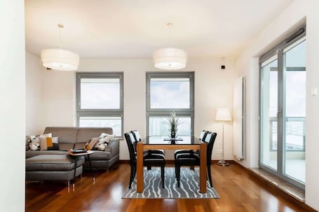Dining. Stylish Apartment | Balcony with City View