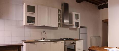 Fridge, oven, stovetop, coffee/tea maker