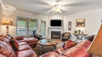 Smart TV, fireplace, DVD player