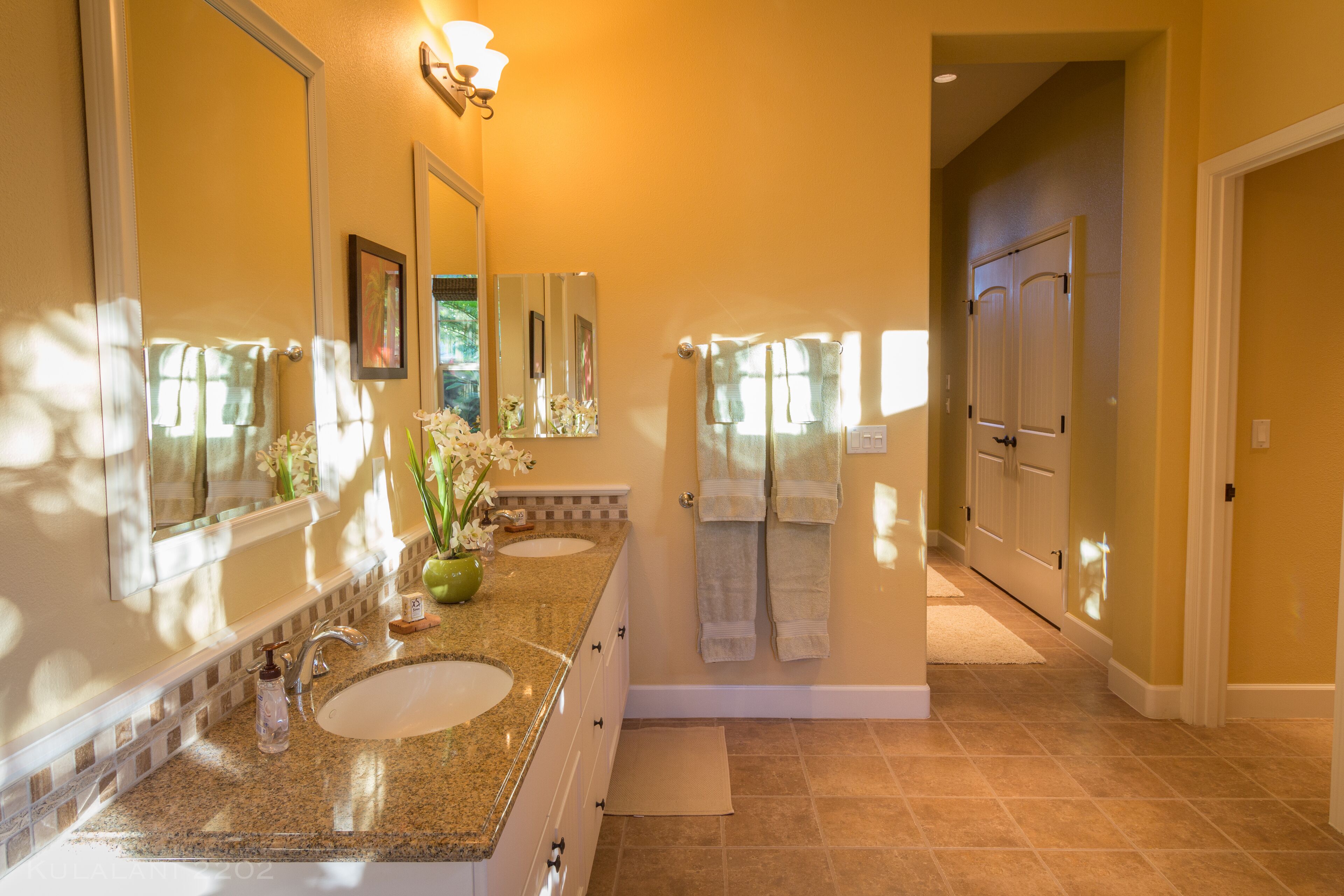 Combined shower/tub, jetted tub, hair dryer, towels