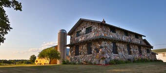 Newly rebuilt stone house