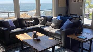 Smart TV, fireplace, DVD player, books