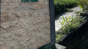 A sign for a property named "Paraiso Ubud Cottage" with a stone wall background and greenery around. - Paraiso Cottage Ubud (Ubud)