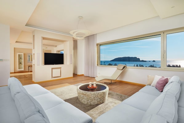 Basic Apartment, 3 Bedrooms, Sea View | Living area | LCD TV - Budva Bay VIew Luxury Apartments (Budva)