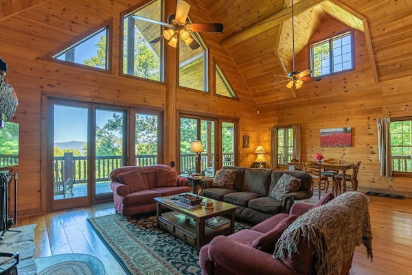 Flat-screen TV, fireplace, video games, DVD player