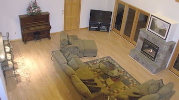 TV, fireplace, video games, DVD player
