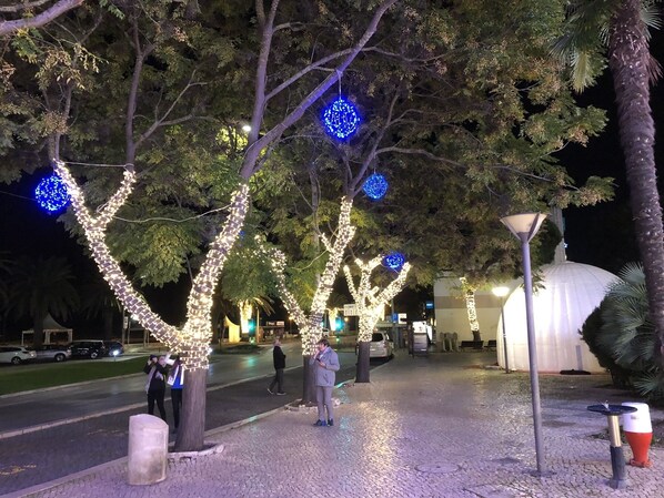 Nice Christmas lighting on walk along the canal into town 