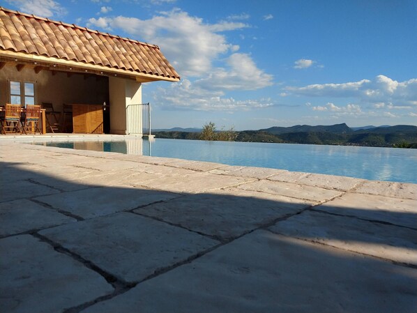 Outdoor pool - new build villa with overflow pool and unique view (Chambonas)