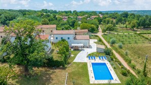 A villa with a swimming pool, surrounded by lush greenery and a clear view of the countryside. - Pet friendly home in Ruzici (Ruzici)