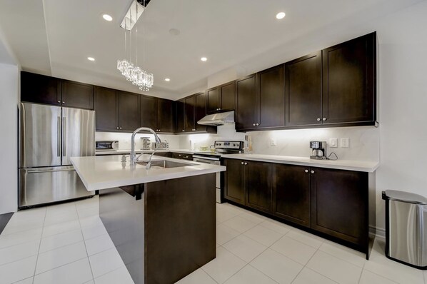 Shared fridge, microwave, oven, dishwasher