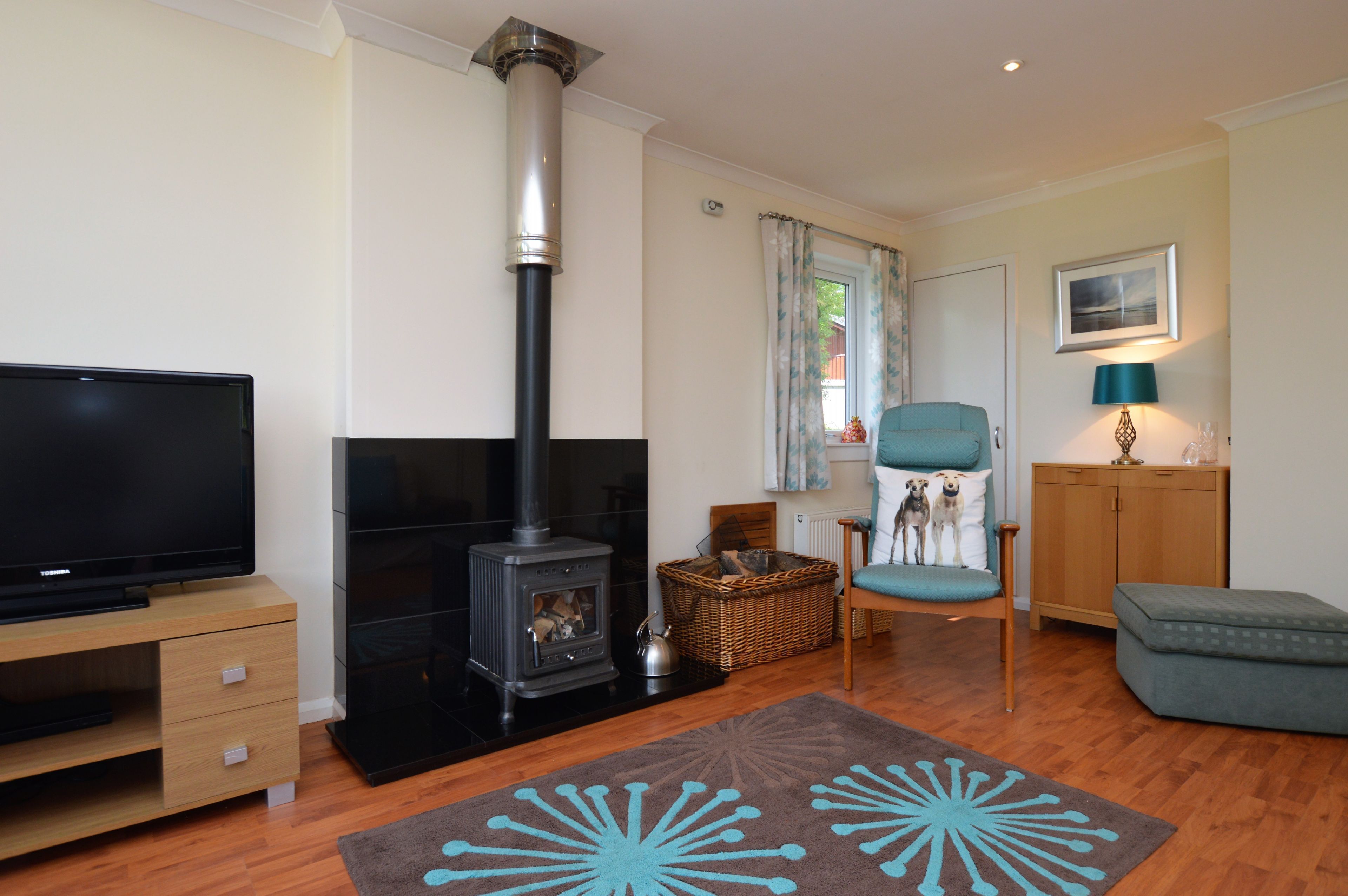 Smart TV, fireplace, DVD player