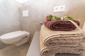 Ducha, secador de pelo, toallas