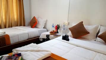 Desk, bed sheets