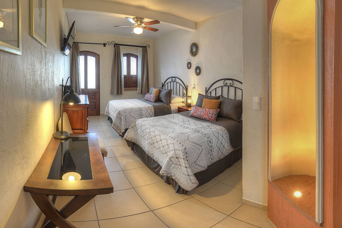 room, 2 double beds, non smoking | in-room safe, desk, iron/ironing board, free wifi