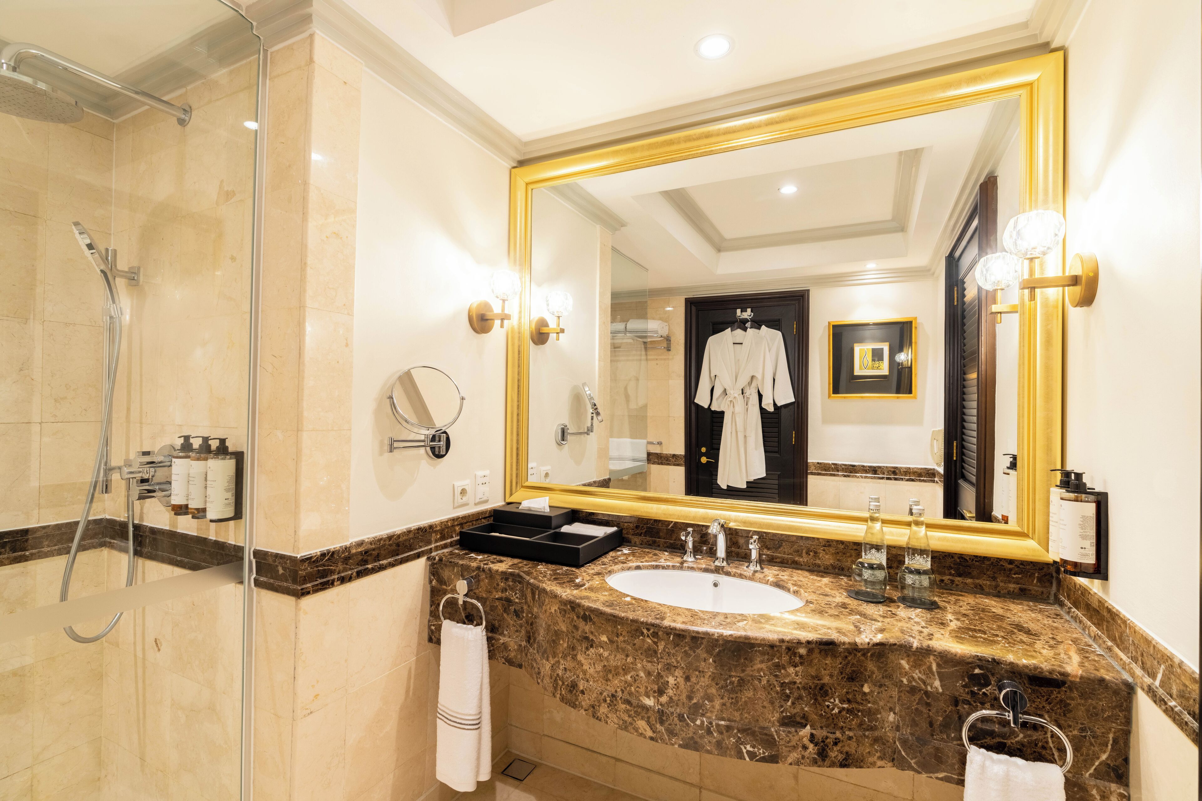 the casablanca suite | bathroom | free toiletries, hair dryer, bathrobes, bidet
