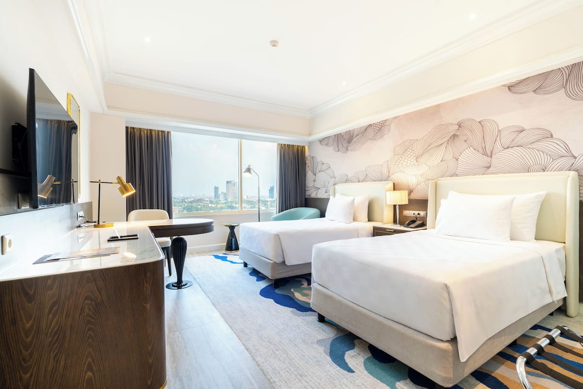 行政客房, 2 张单人床, 无烟房 | 高档床上用品、客房内保险箱、办公桌、免费婴儿床