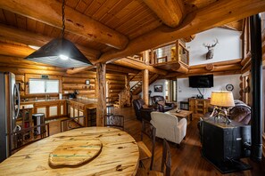 Smart TV, fireplace, DVD player