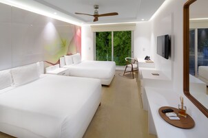 Premium bedding, down comforters, Select Comfort beds, in-room safe