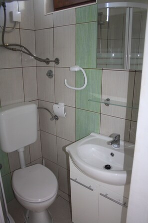 Hair dryer, towels, toilet paper