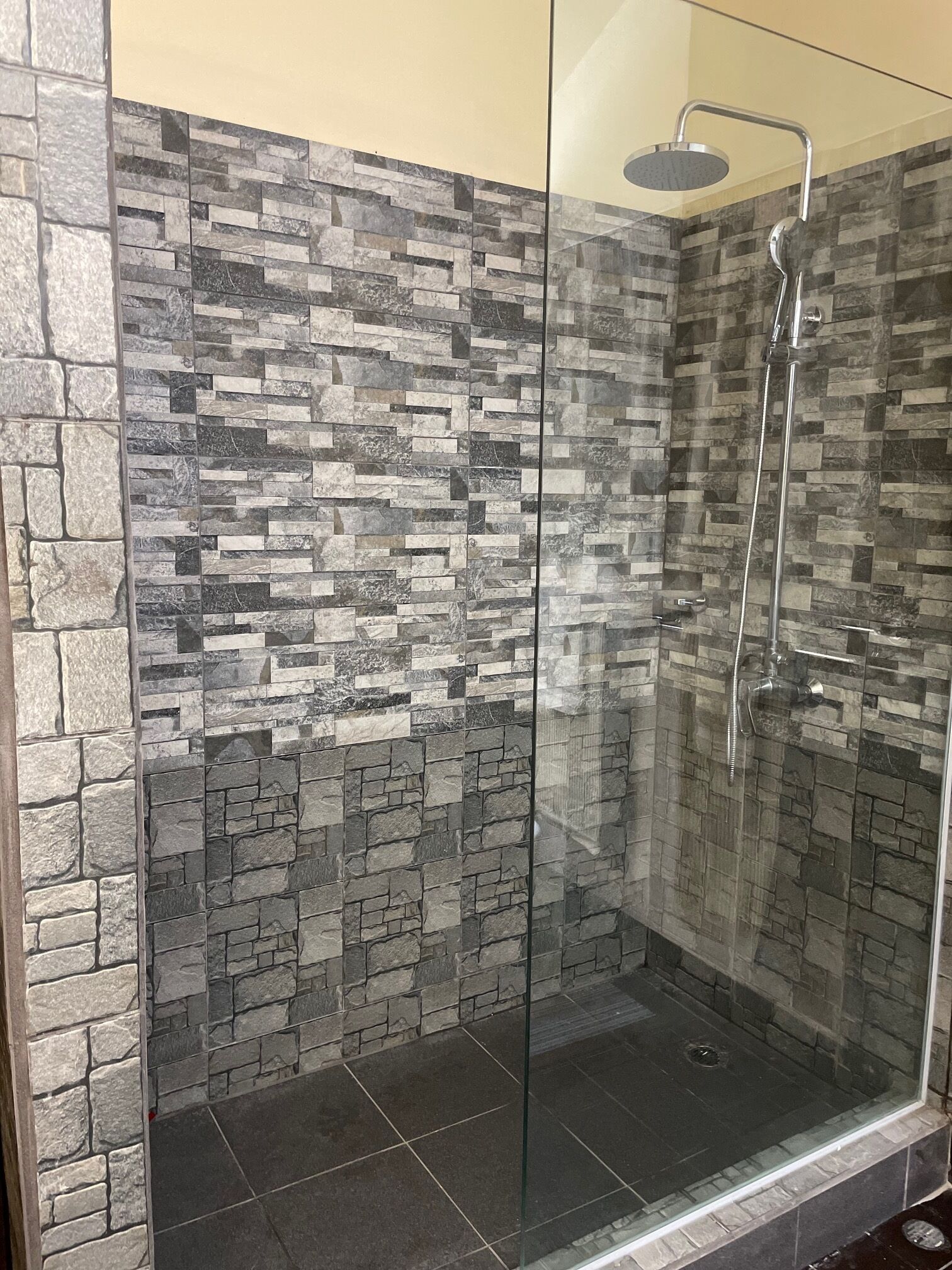 Bathtub, hair dryer, towels, soap