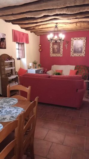 TV, lareira, livros