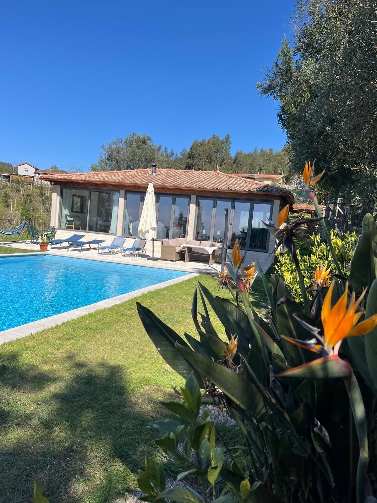 Indoor pool, outdoor pool, pool loungers