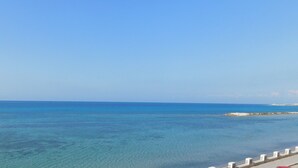 A coastal view with clear blue water and a distant rocky outcrop. - Large apartment for exclusive use on the sea (Trapani)