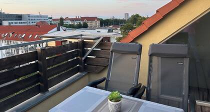 Chic 3-værelses lejlighed på øverste etage med tagterrasse i centrum af Magdeburg