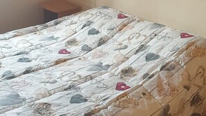 A bedroom with a bed, a small bedside table, a wall-mounted painting of a mountain, and a door. - CHALET DES CIMES CHAMROUSSE / 3* TOURIST HOUSE / NEAR THE SLOPES (Chamrousse)