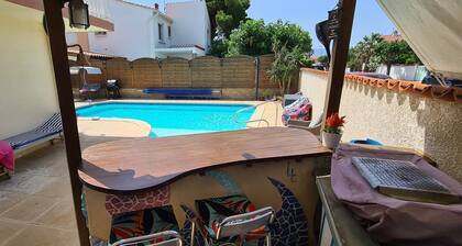 T2 apartamento 40m2 en villa, r de ch, 4 / 5pers, piscina, 300m de la playa