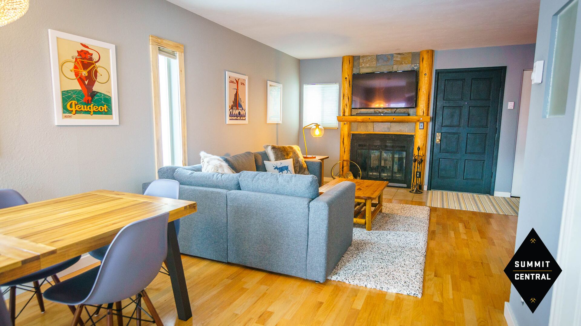 Smart TV, fireplace, DVD player, books