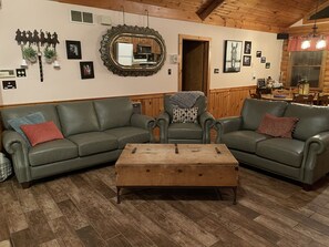 Smart TV, fireplace, DVD player, foosball