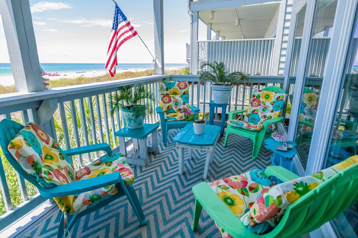 One NITE MINIMUM 5 steps off deck onto beach; 10 steps out front door to pool.