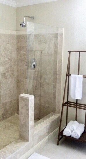 Ensemble douche/baignoire, sèche-cheveux, serviettes fournies, savon