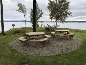 Outdoor dining -  Oceanfront Condo overlooking Rockland Harbor and pier. Permit#STR22-30 (Rockland)