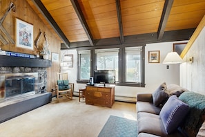 TV, fireplace